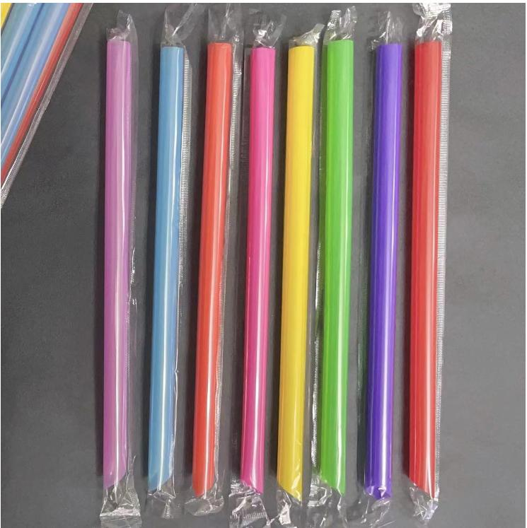 Straw 230-12mm PP boba straw single wrapped mix color 2000pcs