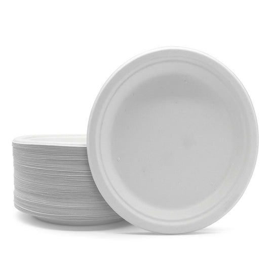 9''-1 Sugarcane PFAS Free White Round Tray 500/case